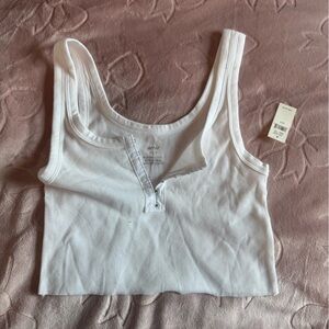 aerie ribbed cropped top, size: small, color: white, NEVER WORN